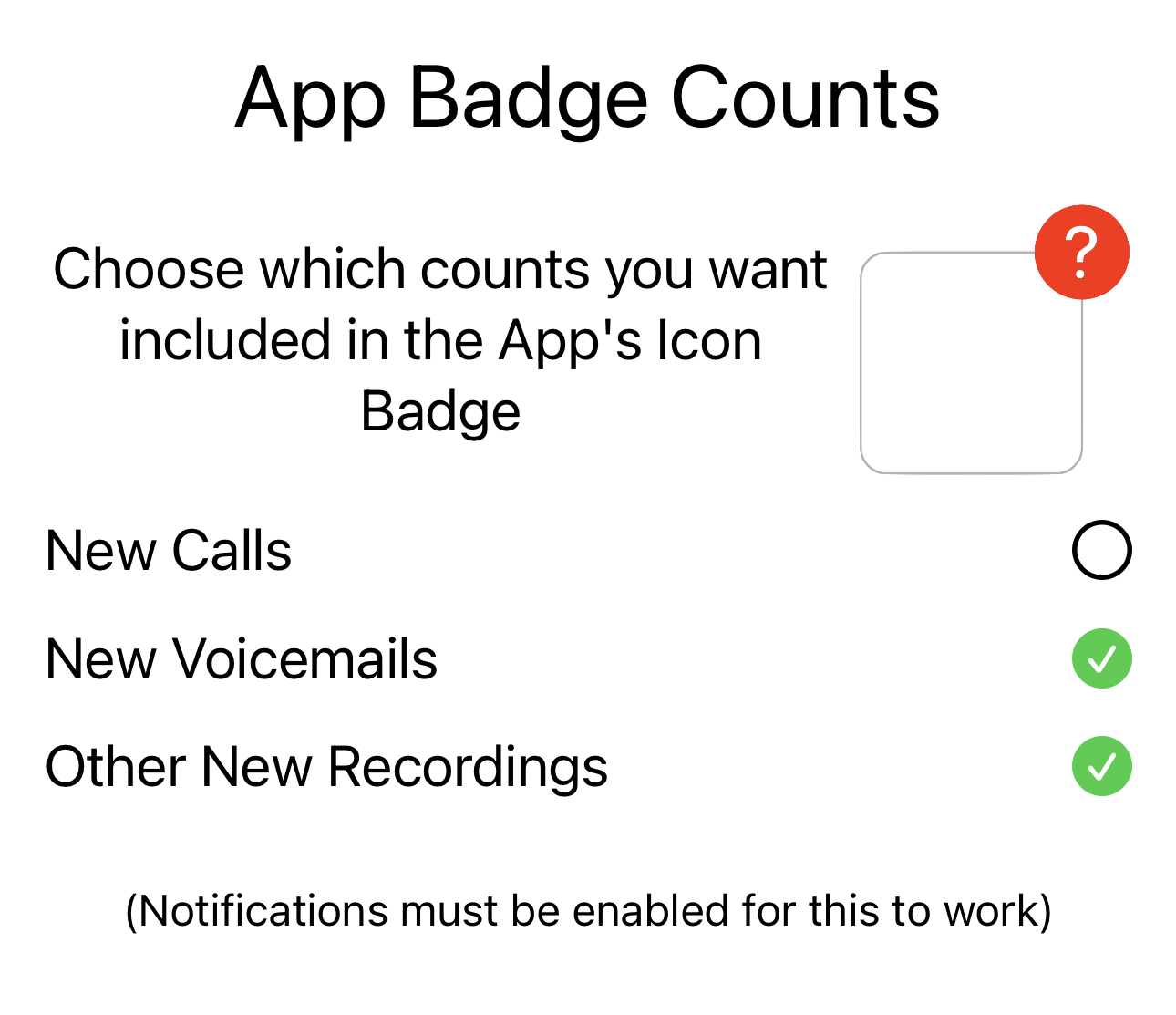 App Badge Counts Settings